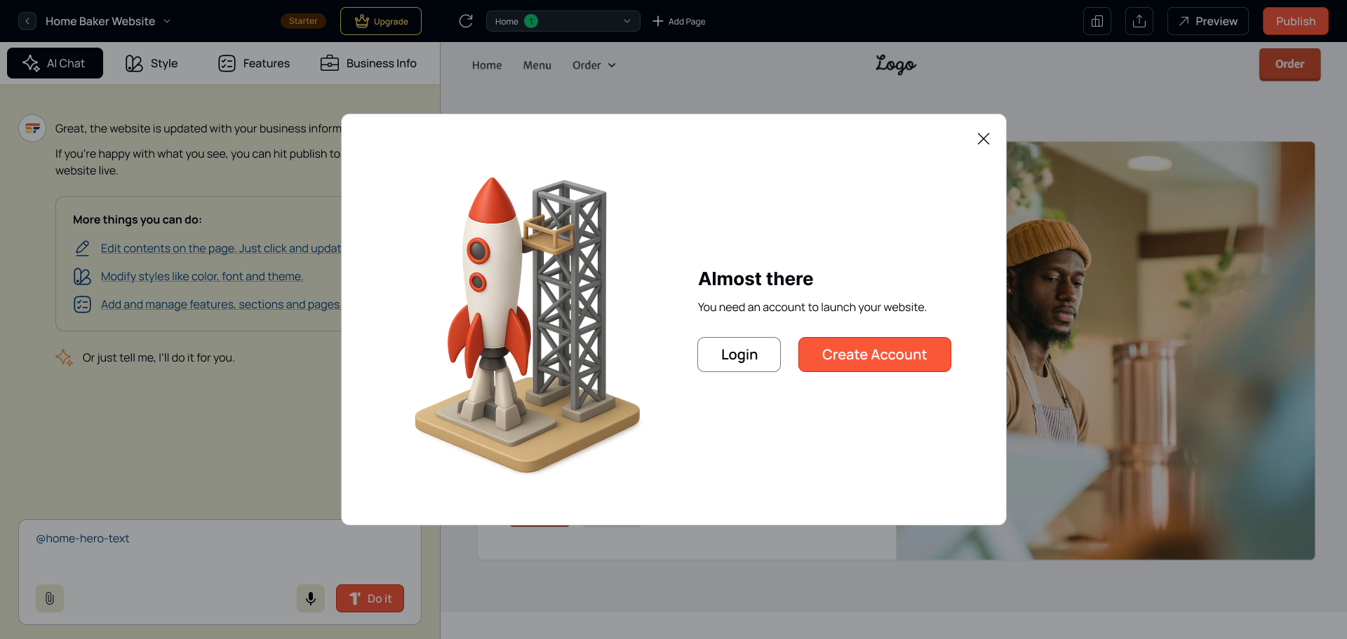 Account Needed Popup